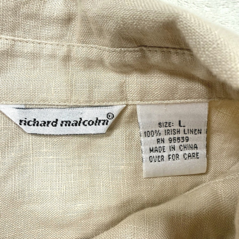Richard Malcolm Safari Shirt Women Large Beige Linen Cotton Utility Short Sleeve - Picture 10 of 10